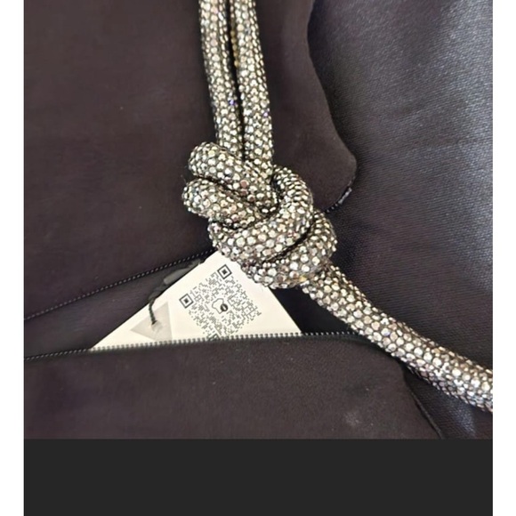 Zara Woman Rhinestone Shiny Back Cord Details Black Halter Dress Size M - Picture 11 of 15